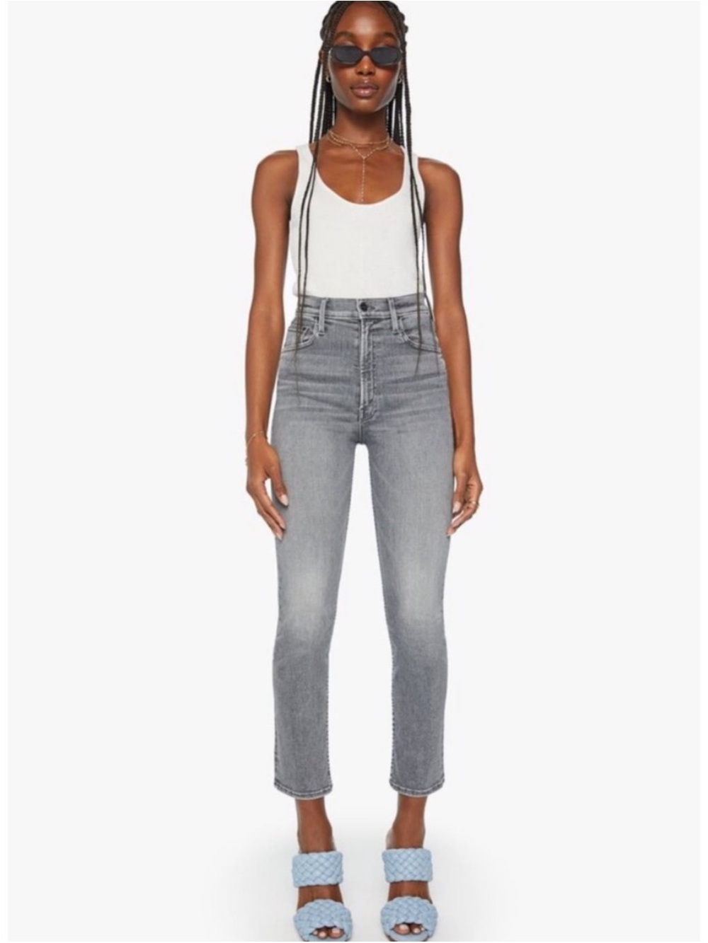 MOTHER | High Waisted Rider Ankle Jeans in Northern Lights Grey Wash, Size 26